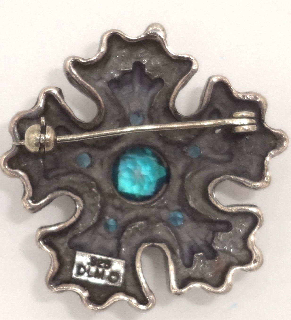 Vintage DIAN MALOUF DLM Sterling Silver & Topaz Snowflake Brooch 14.1 grams