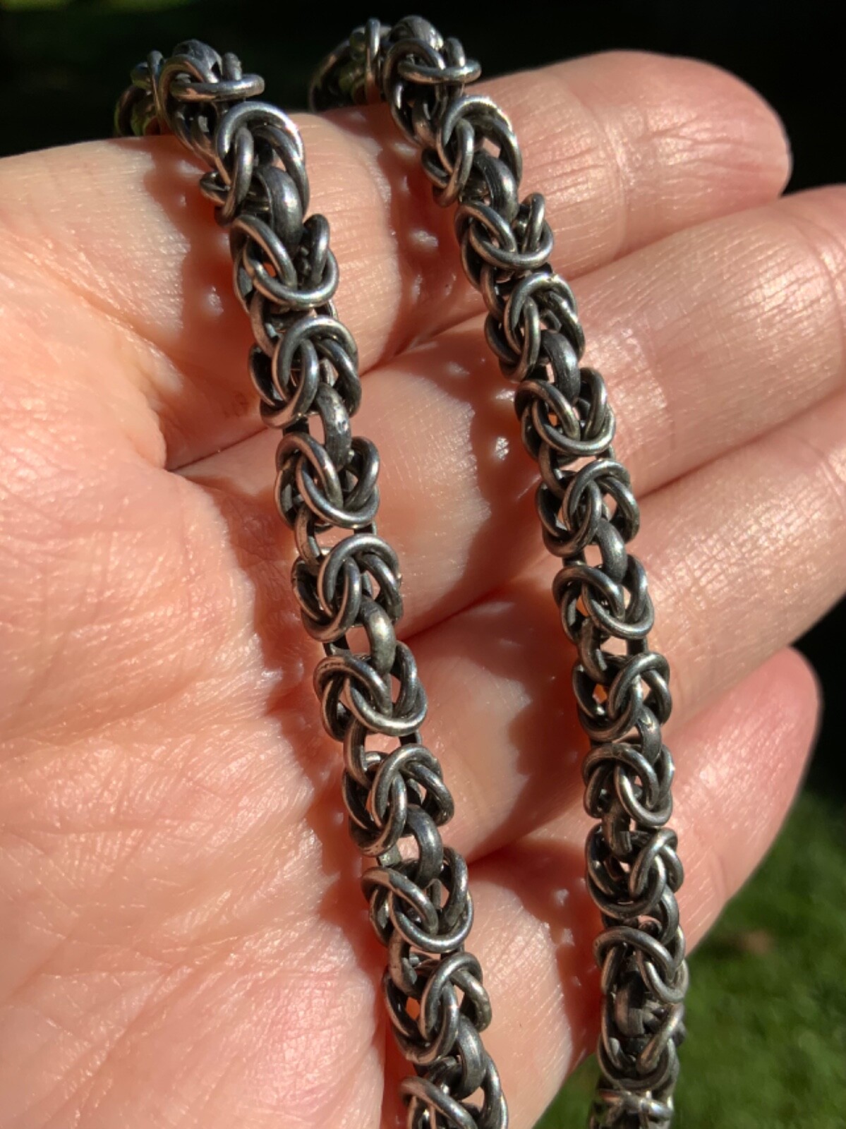 Vintage Sterling Silver 18” Byzantine Necklace Artisan Handcrafted 54.5 Grams