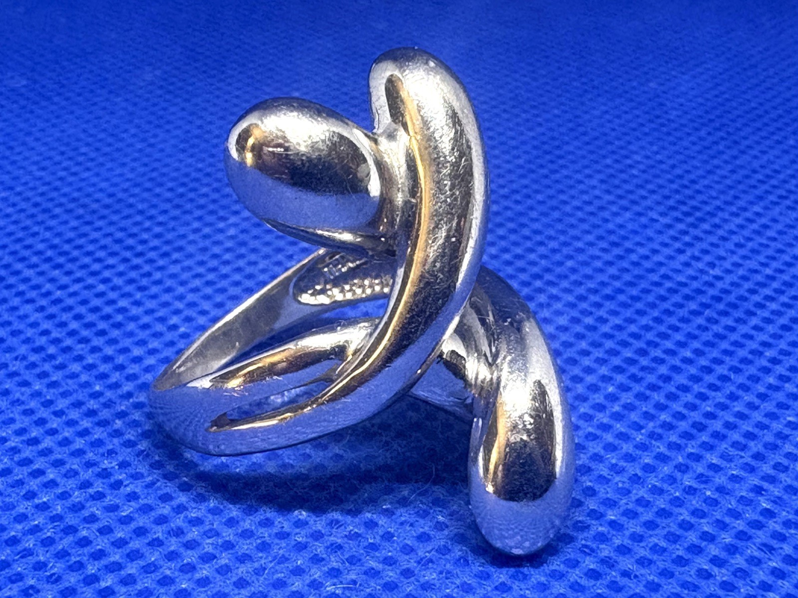 X05 Sculpture Double Criss Cross Modernist 925 Sterling Silver Ring 8g Size 8.5