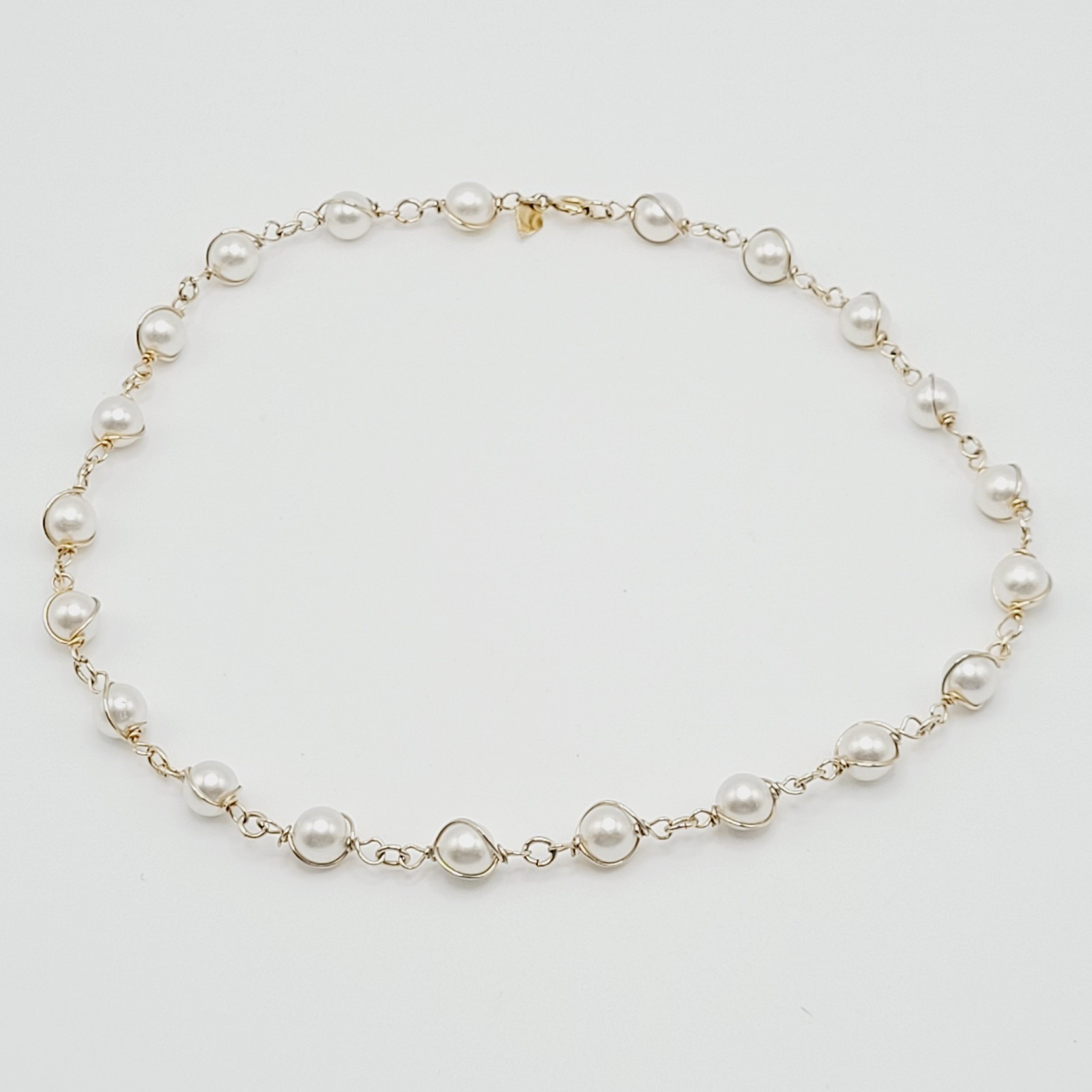 Sarah Coventry Faux Pearl Caged Style Bracelet 7.25 in Necklace 16 in Vtg Signed