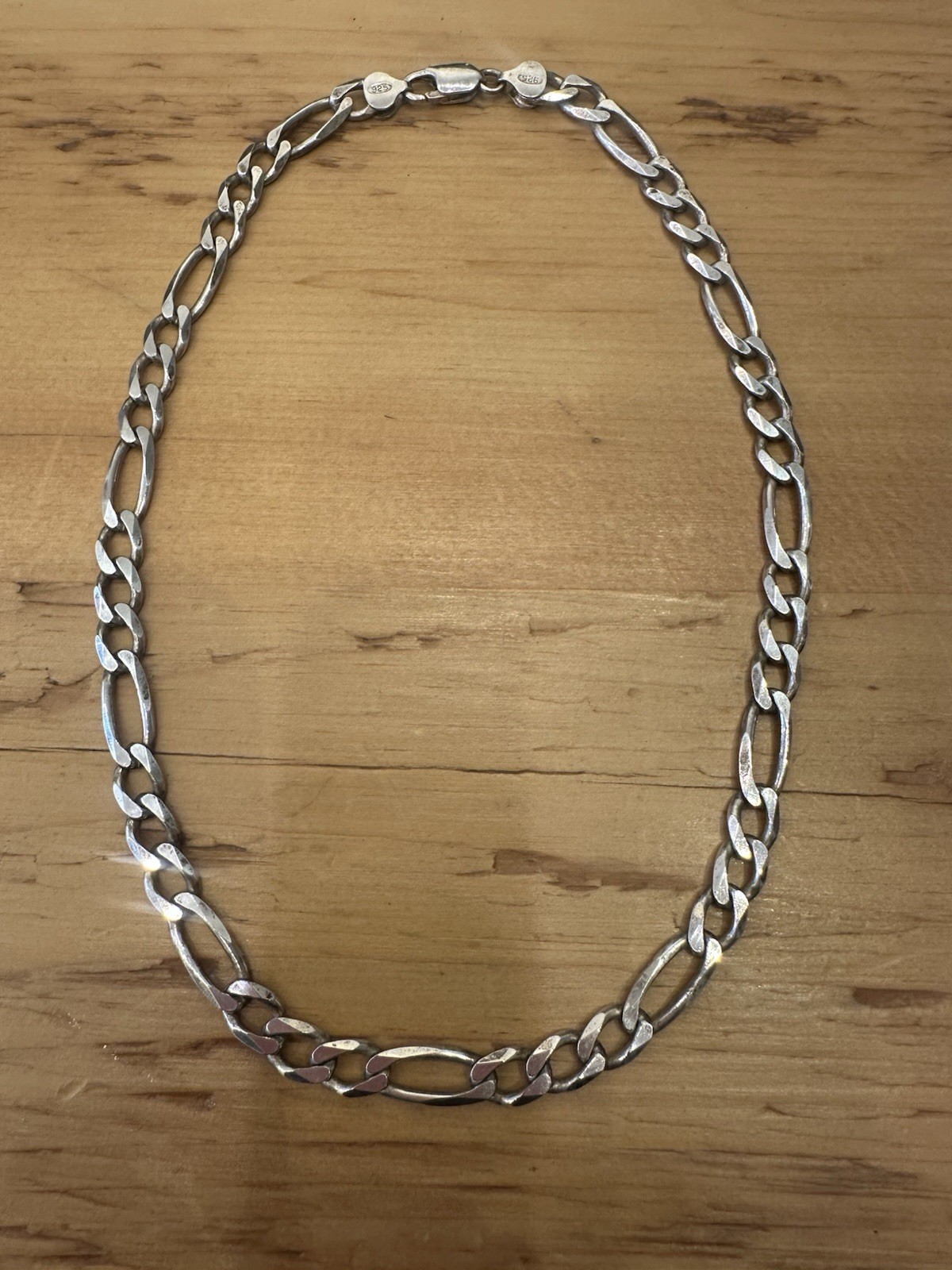 Vintage Sterling Silver 925 solid Italy Figaro Chain 18inch 36g