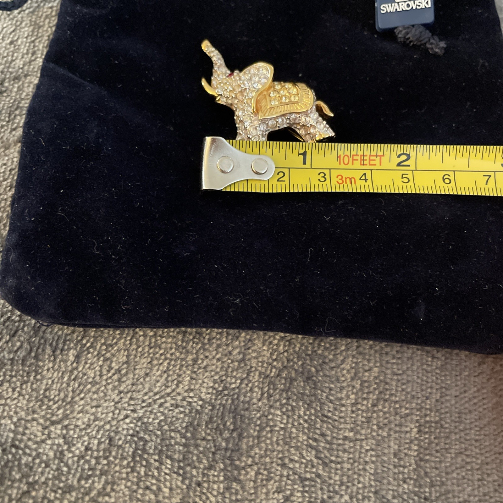 Swarovski Elephant Brooch in Goldtone w/Crystals