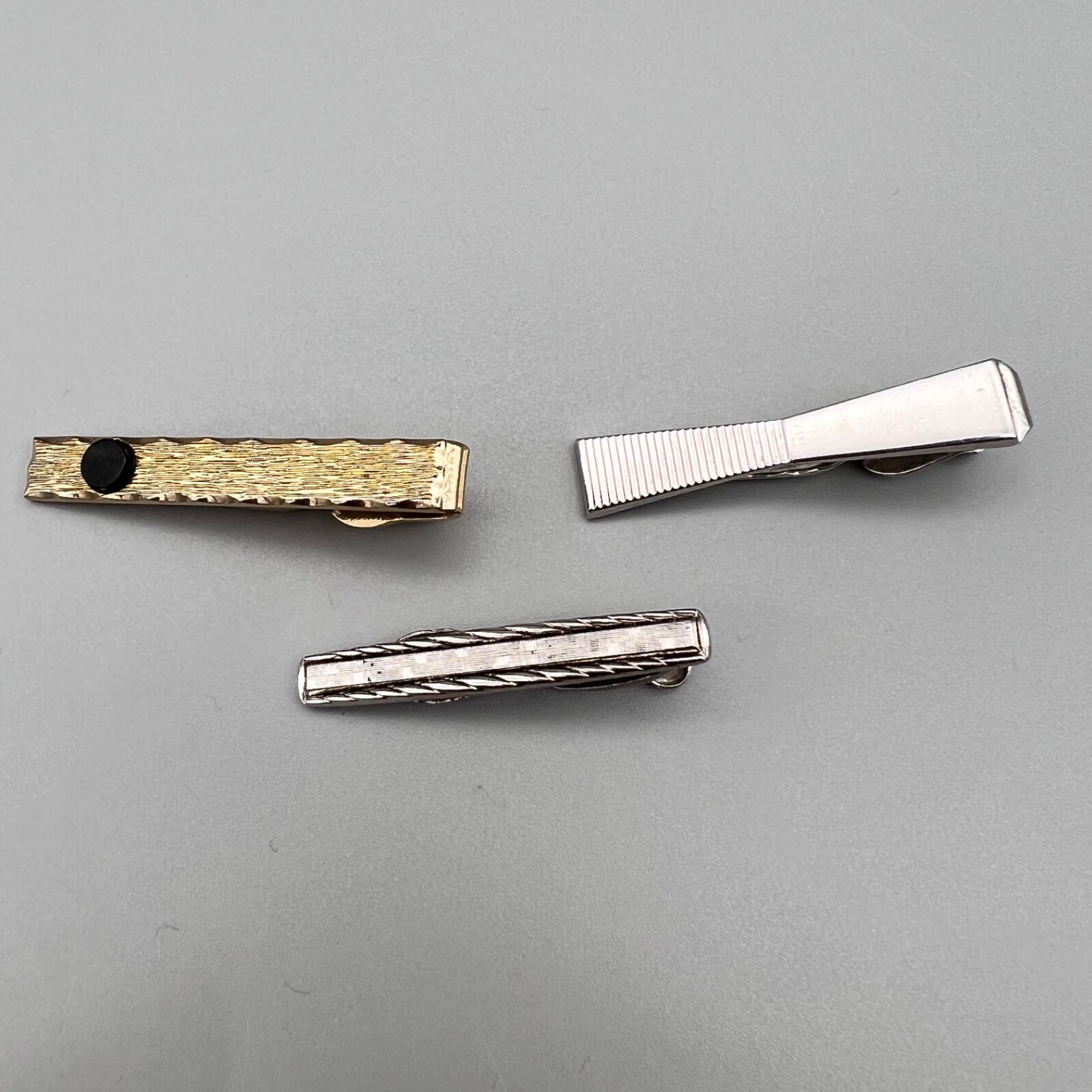 VTG Tie Bar Tie Clip Gold/ Silver Tone Men’s Business Casual & Collar Pin 4 Pc