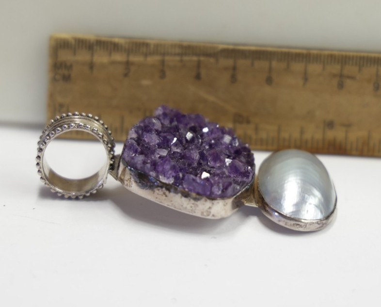 Vintage Sterling Geode Pedant by Rebecca Collins Dallas, TX 55.07 Grams