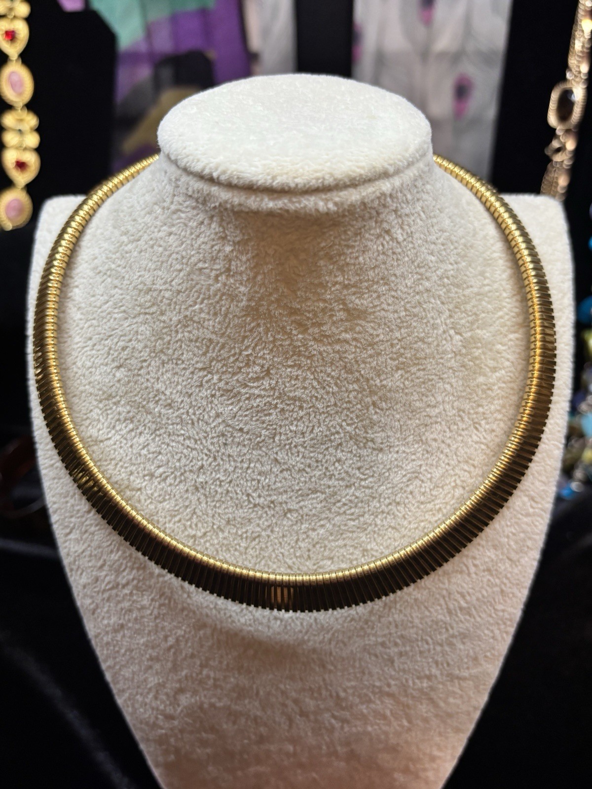 Classic Monet Gold Tone Collar Necklace W/ Joan Rivers Dome Earrings. 15 Inch