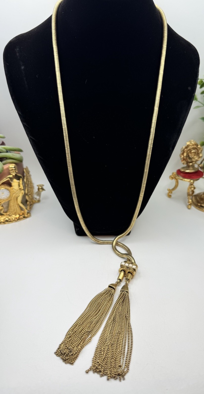 Stella & Dot Jacqueline Brazilian Chain Sliding Lariat Necklace w/Tassel