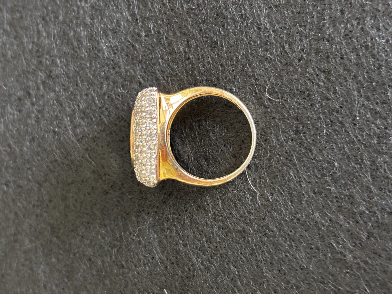 VINTAGE GOLD PLATE STERLING 925 CITRINE CZ COCKTAIL RING *8.6 gm*