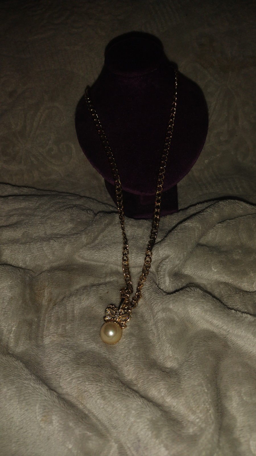 Vintage Monet Pearl And CZ Gold Necklace