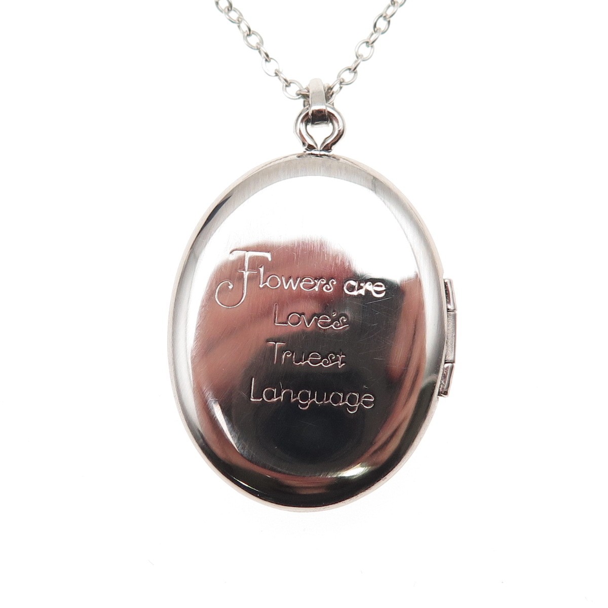 Franklin Mint 925 Sterling 2-Tone Vintage 1978 Flower Locket Chain Necklace 18″