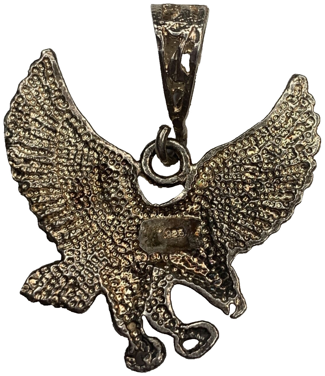 Vintage Sterling 925 Gold Vermeil Open Wing Flying Eagle USA Patriotic Pendant