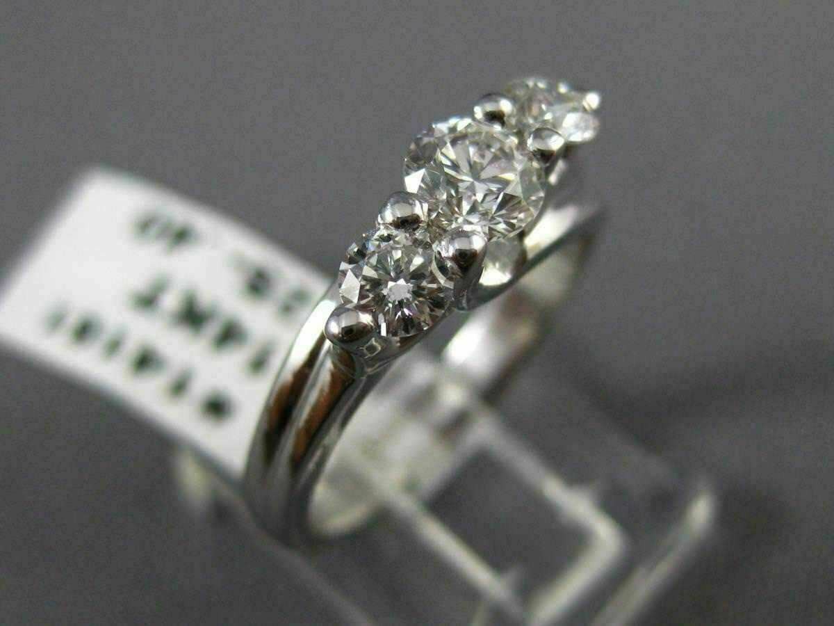 ESTATE .91CT DIAMOND 14KT WHITE GOLD 3D PAST PRESENT FUTURE TENSION RING #14161