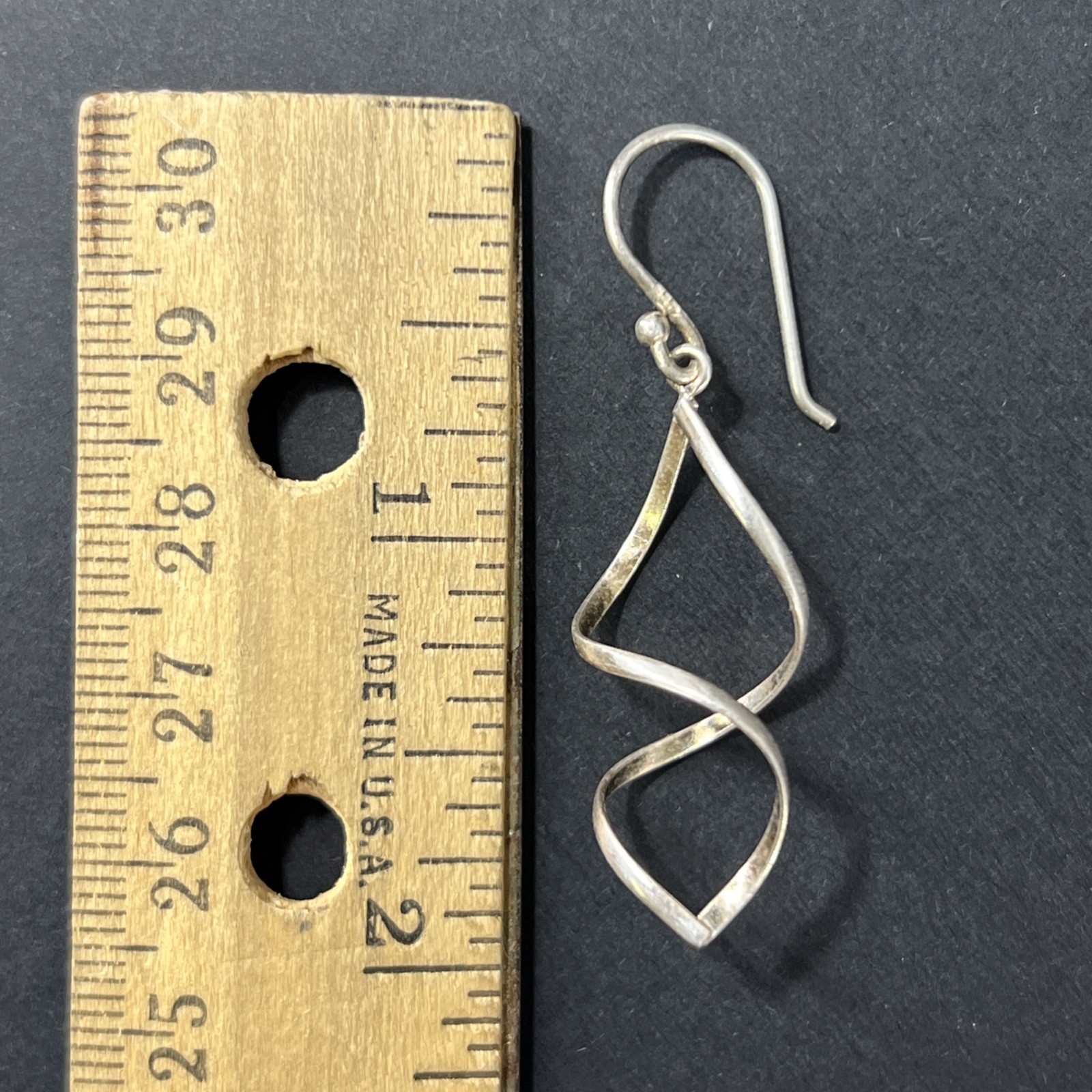 Spiral Loop Sterling Silver Dangle Drop Single Earring Charm Vintage 925