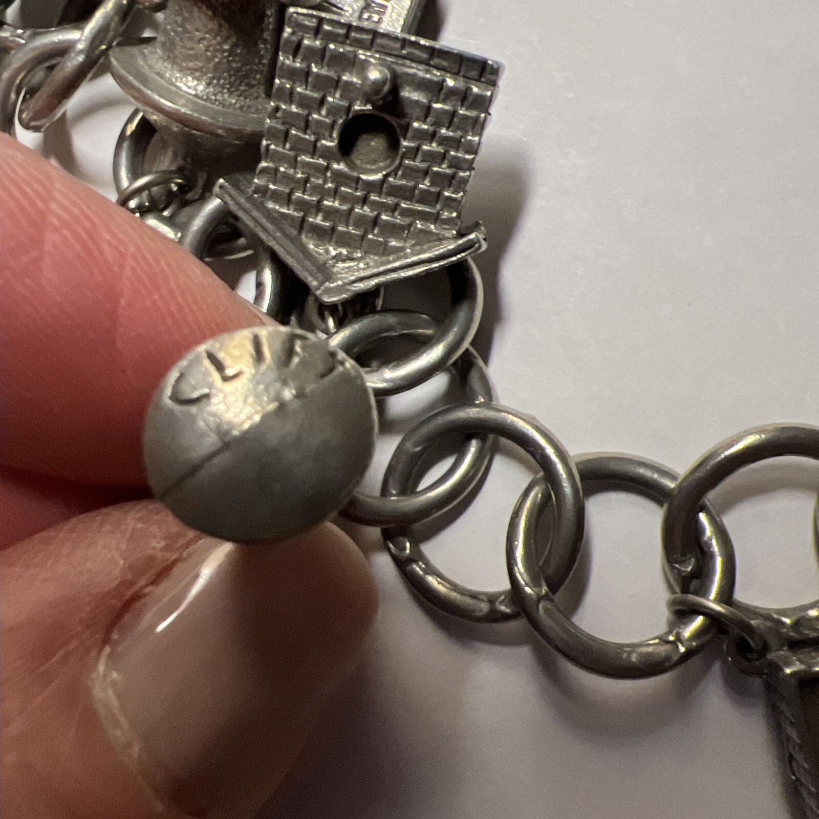 Vintage Jim Clift Pewter Signed Birdhouse/Bird Feeder Charm Bracelet Unique