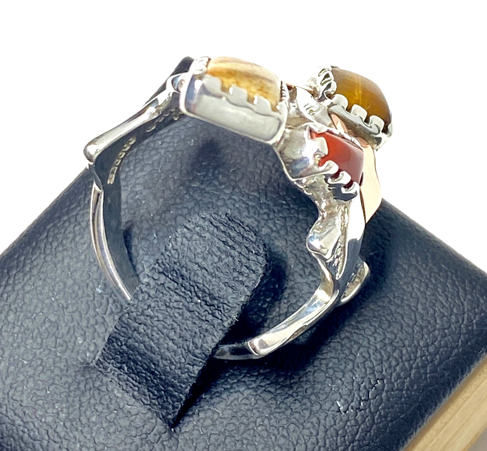 Vintage Sterling & Copper Carolyn Pollack Zig Zag Multi-Gemstone Ring Size 8.25