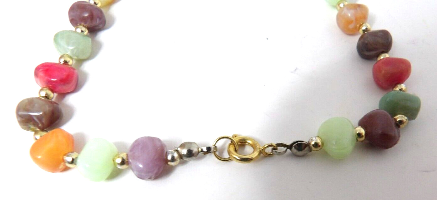 Multicolor Faux Stone 15 Inch Necklace Beaded Vintage Natural Stone Shapes