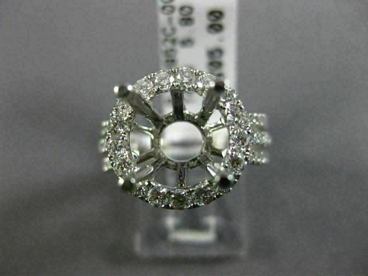 ESTATE LARGE 1.52CT DIAMOND 14KT WHITE GOLD 3D HALO SEMI MOUNT ENGAGEMENT RING