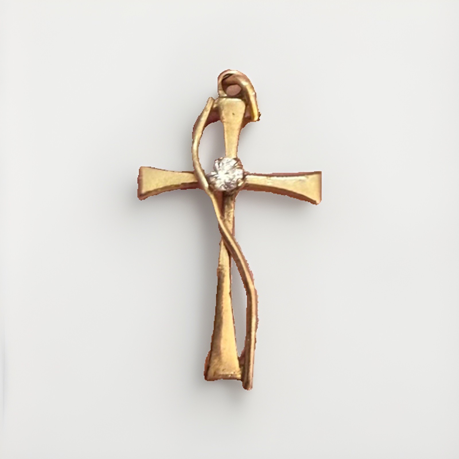 VTG 14k Gold Filled Cross Pendant NECKLACE RELIGIOUS CHARM Dainty