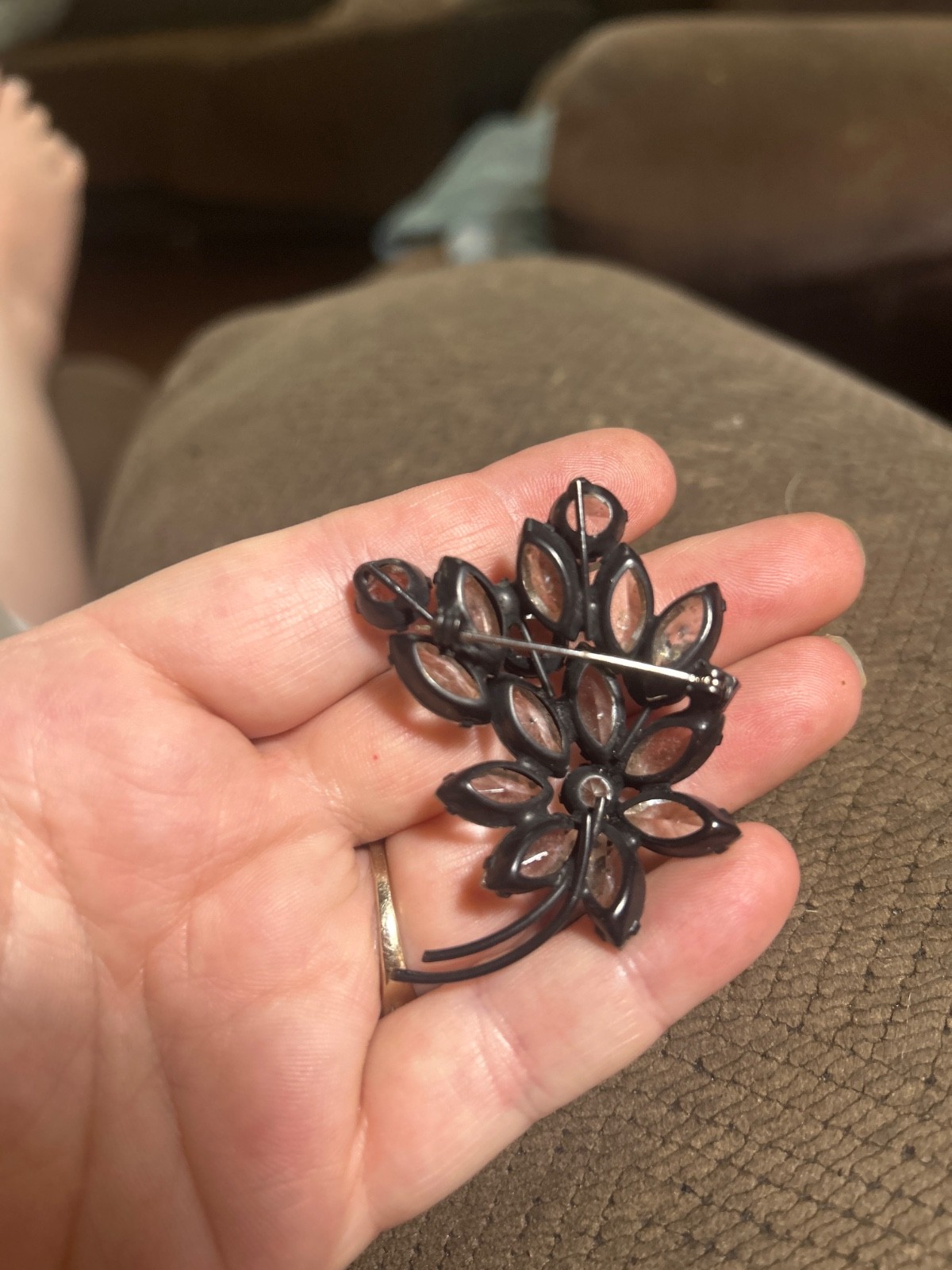 Austrian Stlye black japanned metal brooch