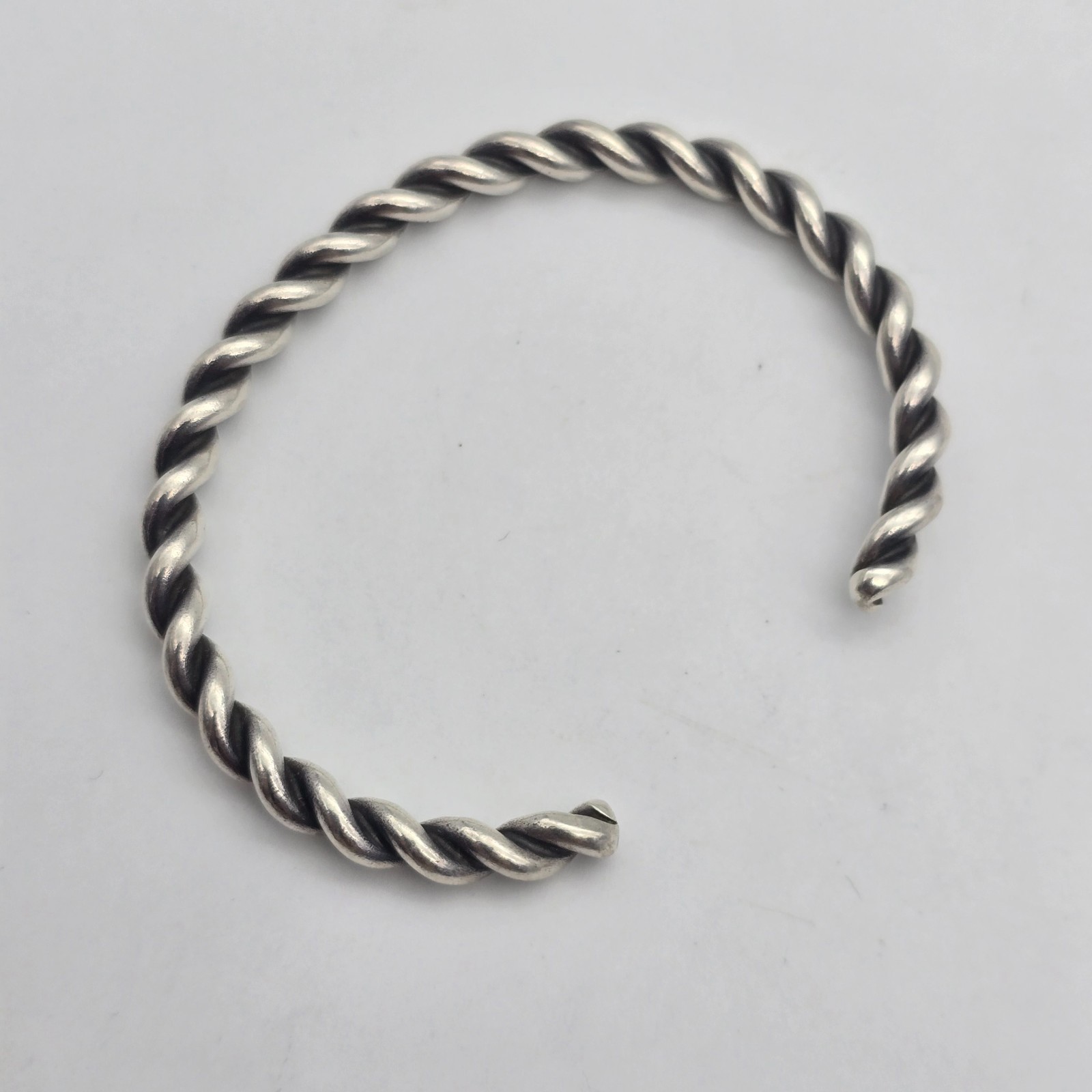 VTG Southwest Twist Wire Cord – 5 mm Sterling Silver Cuff Bangle Bracelet: 6.45″
