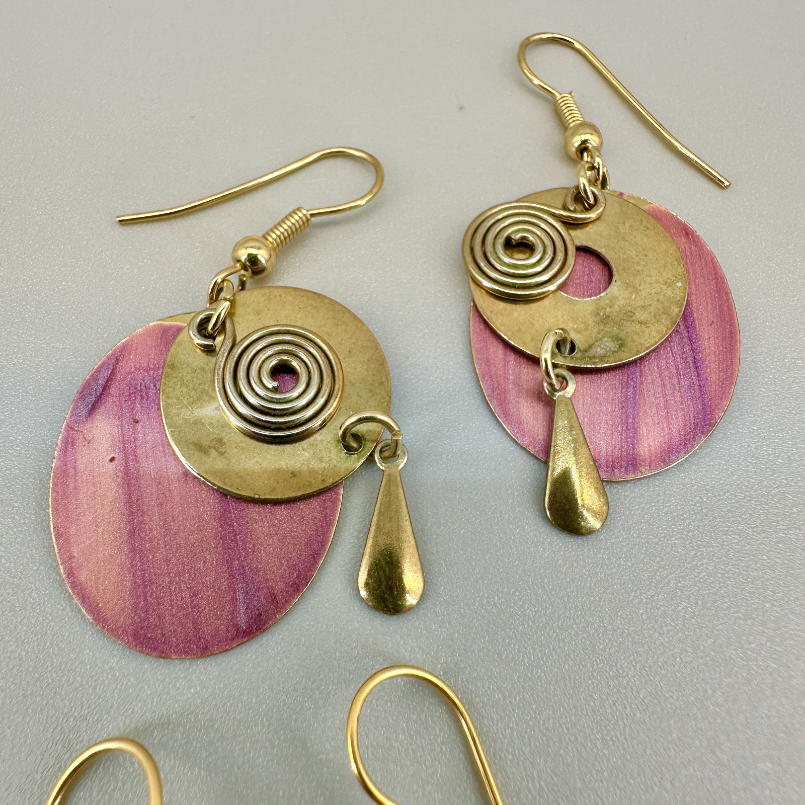 Vintage Bohemian Artisan Earrings Lot Mixed Metals Dangle Pierced Earth Tone