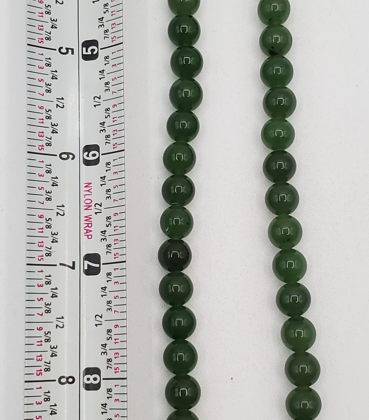 VTG 925 Spinach Jade Crane Dragon Pendant 24in Bead Necklace Carved Reversible