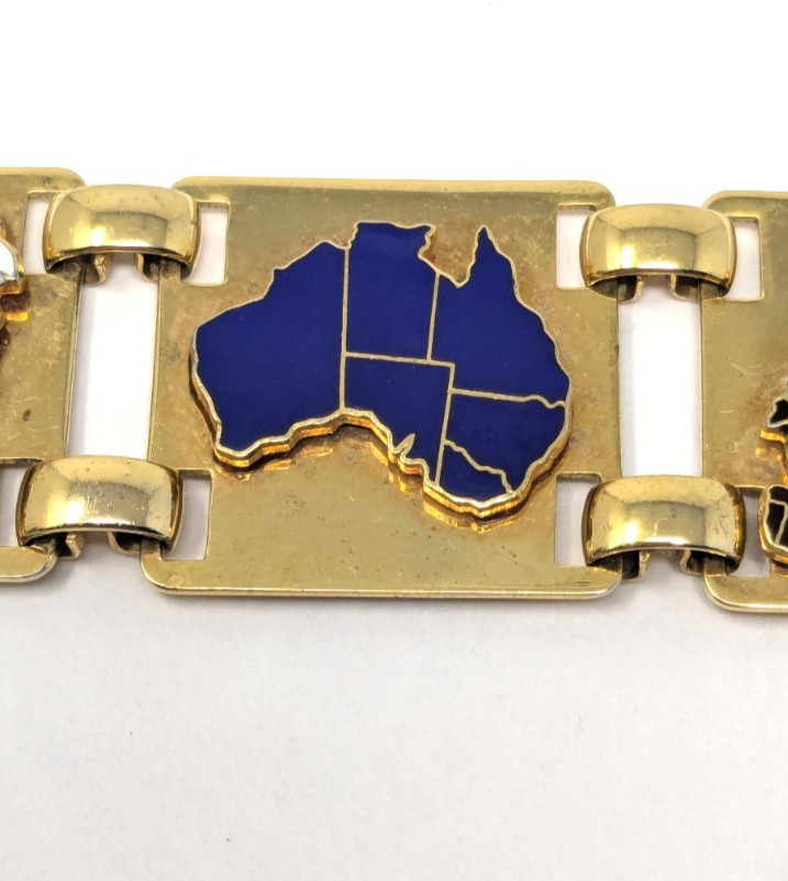 Vintage 60s United Nations Geoscheme Continental Regions Bracelet Bates & Klinke