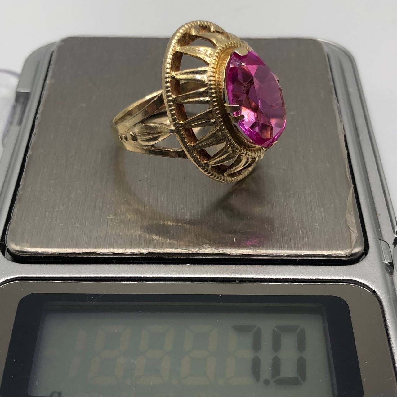 Vintage Gilt Soviet Ring Silver 875 Women Jewelry