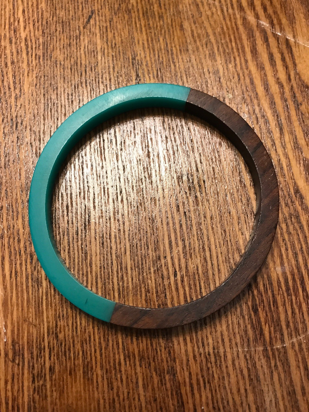 MOD Green Lucite And Wood Bangle Bracelet Stacking Spacer