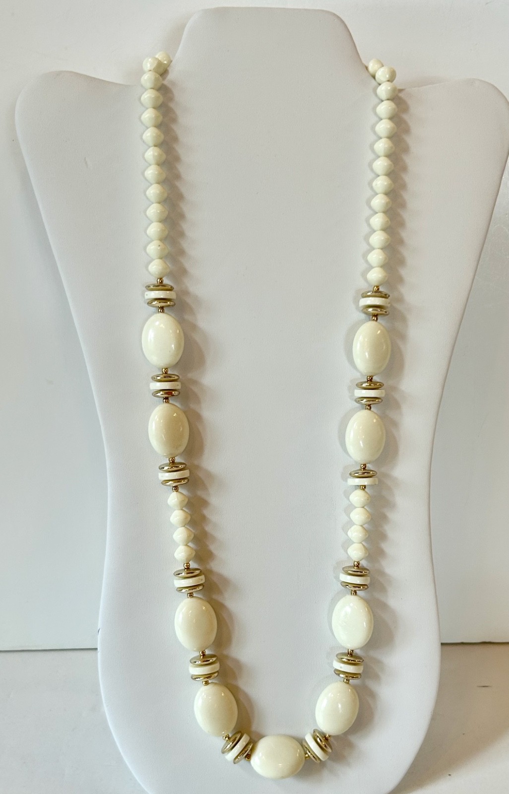 Vintage Ivory and Gold Beaded Necklace