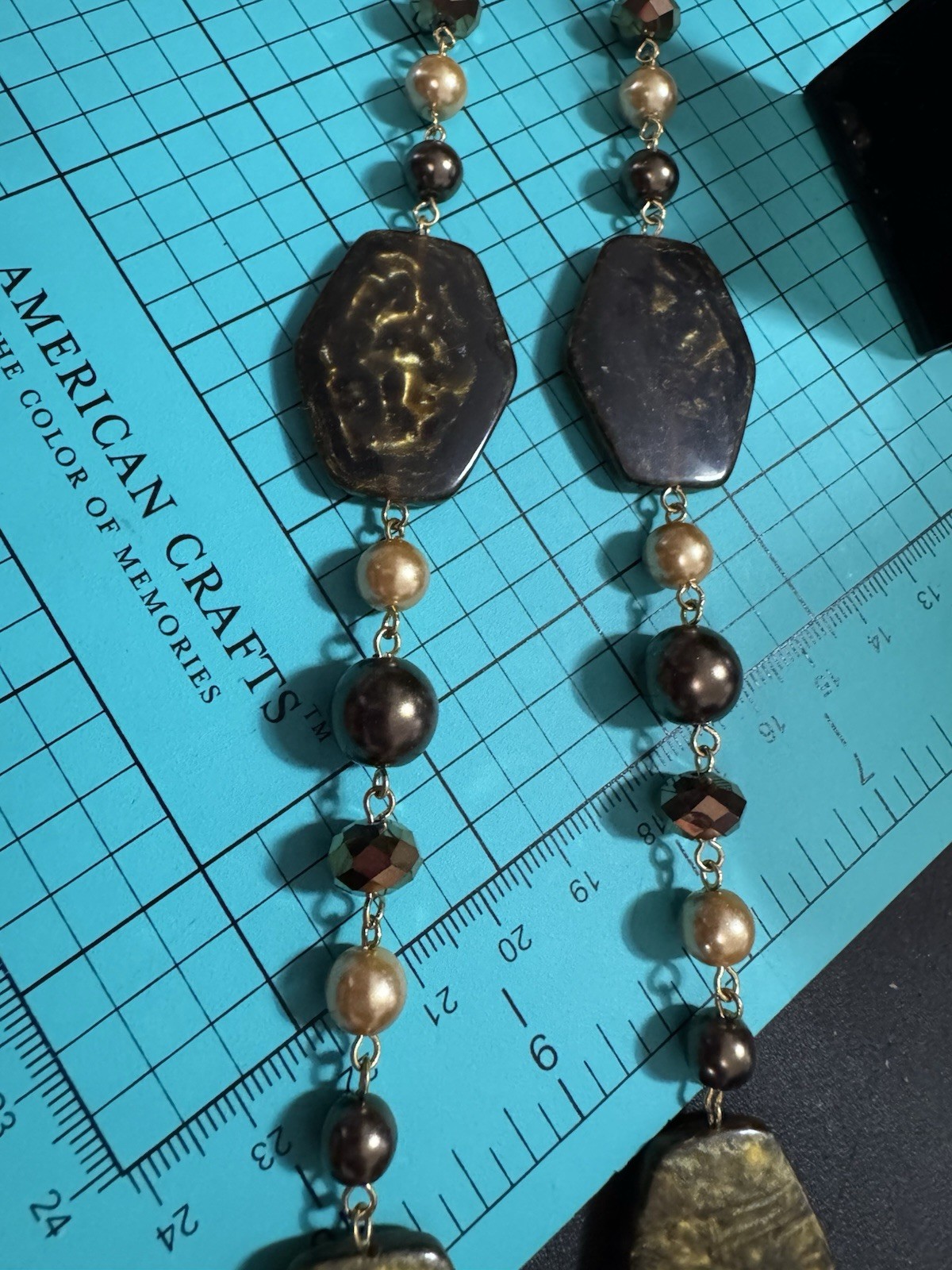 Vintage ColdWater Creek Gold Tone Necklace and Earring Bohemian Chunky Beads