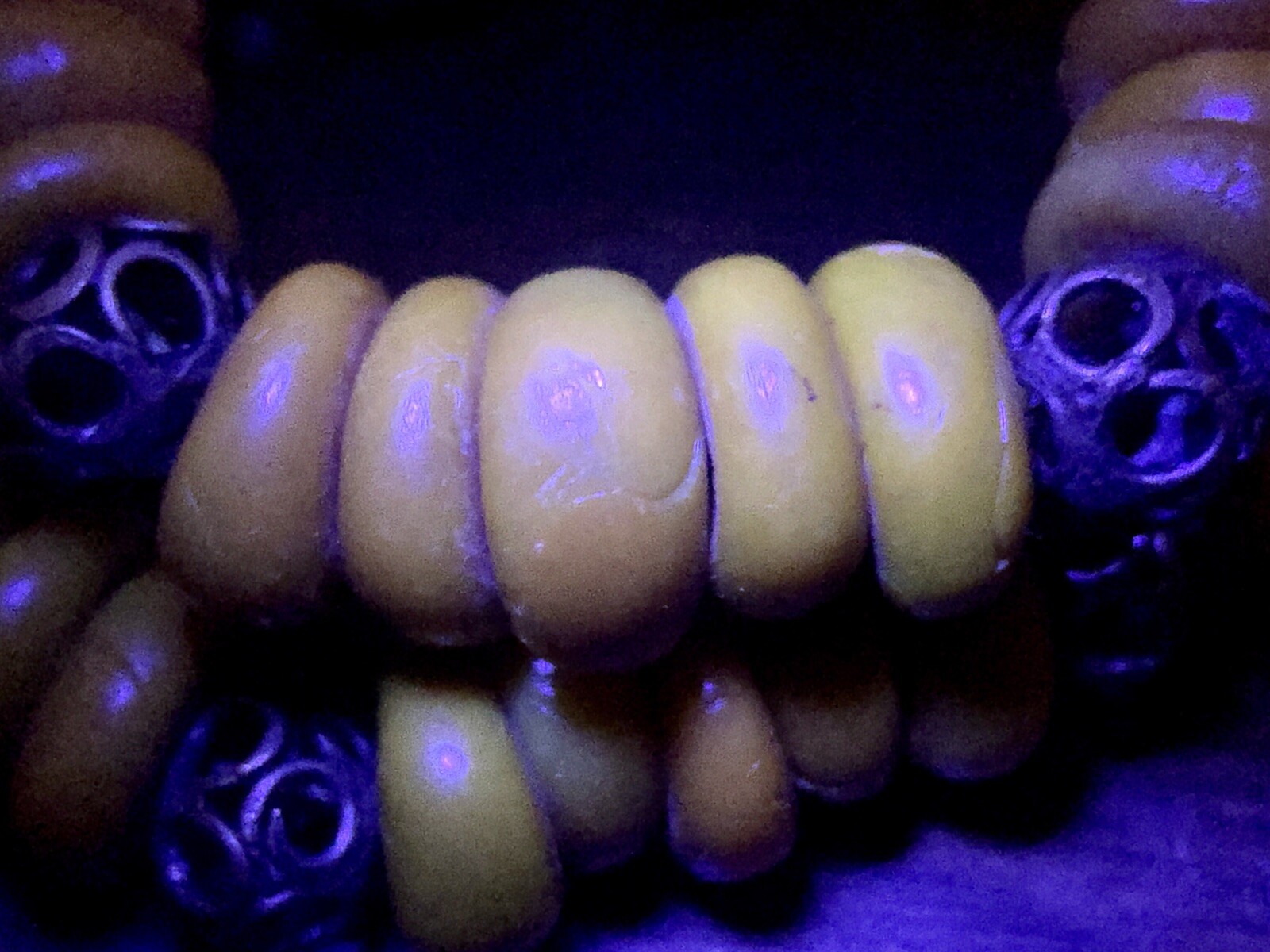 Antique Ethnic Butterscotch Egg Yolk Flat Nugget Scroll Bead Necklace Morocco