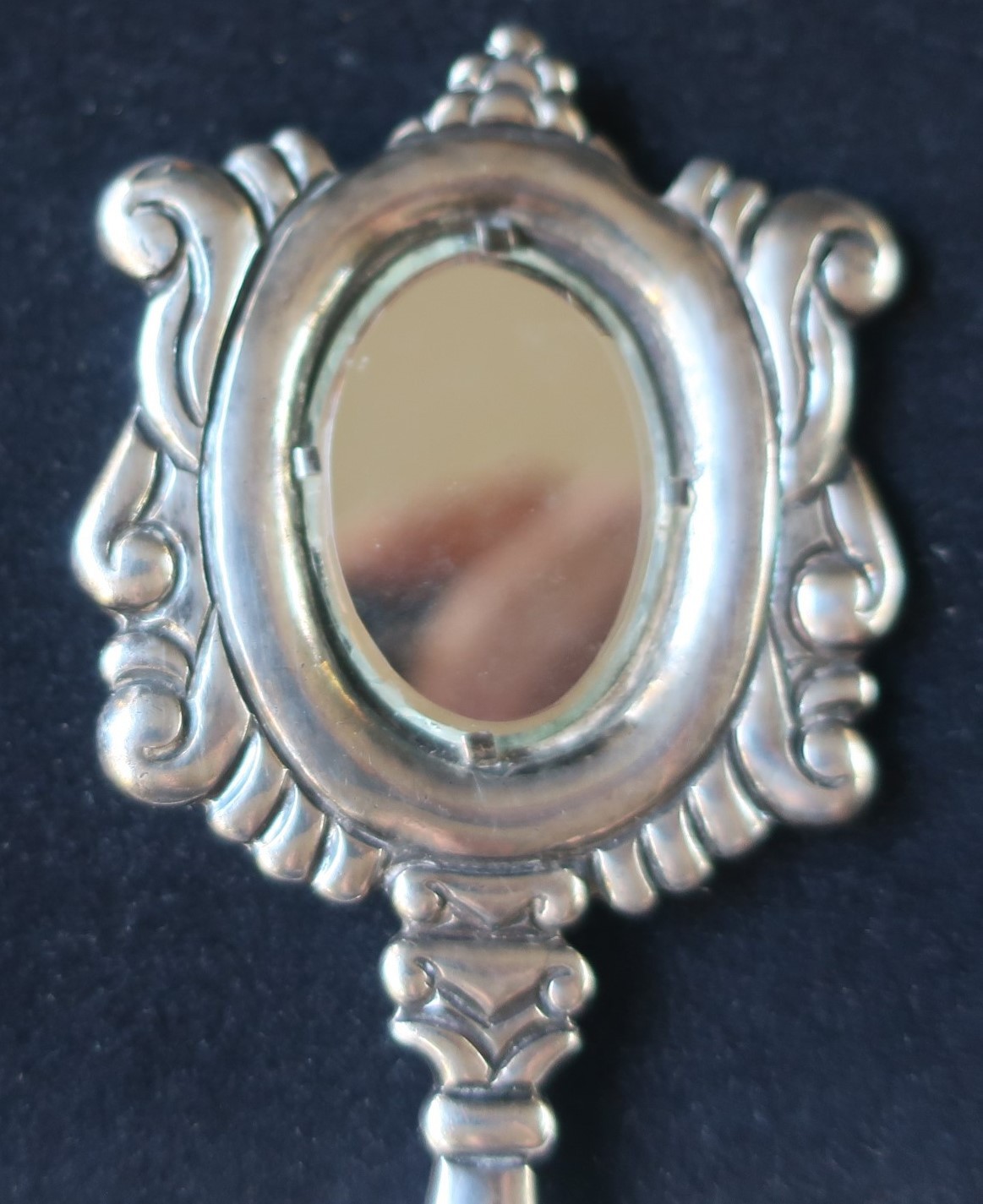 HUGE RARE VINTAGE EARLY LOS CASTILLO TAXCO STERLING SILVER MIRROR PIN