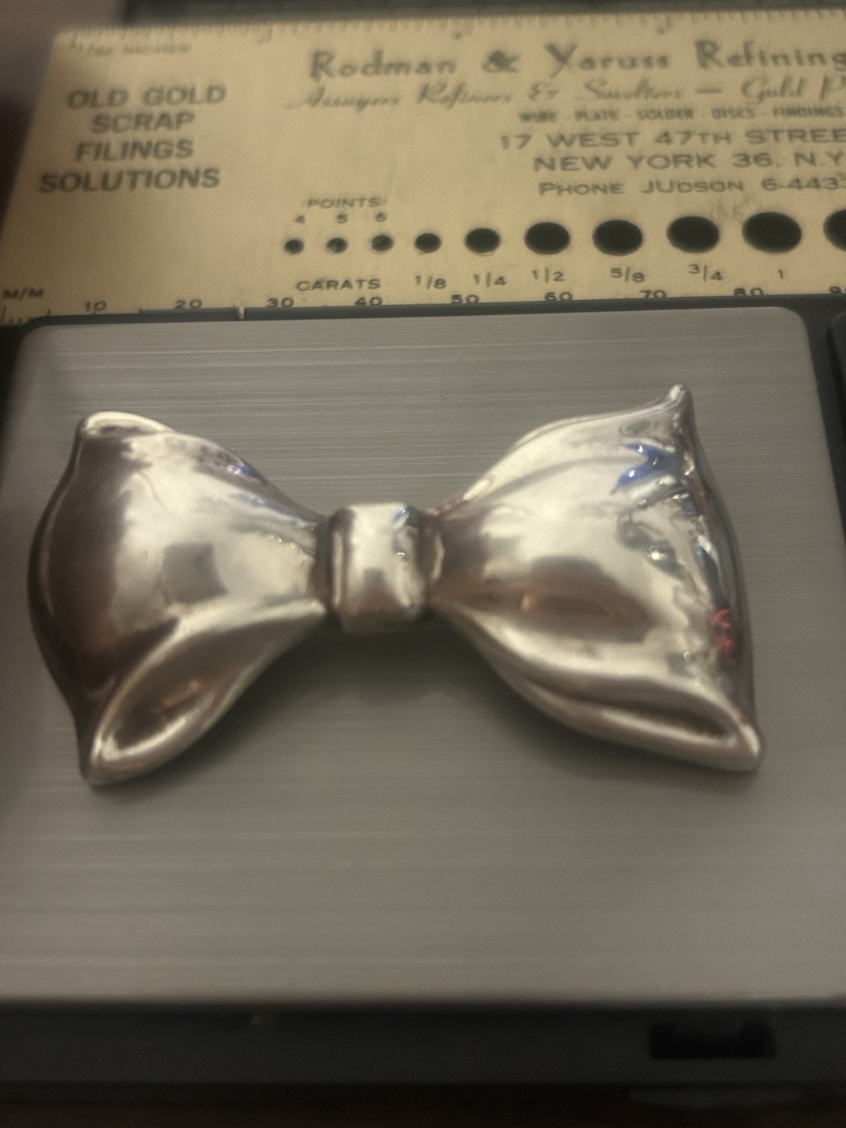 Large Sterling Silver Bow Tie Ribbon Brooch Pin 15.75 Grams
