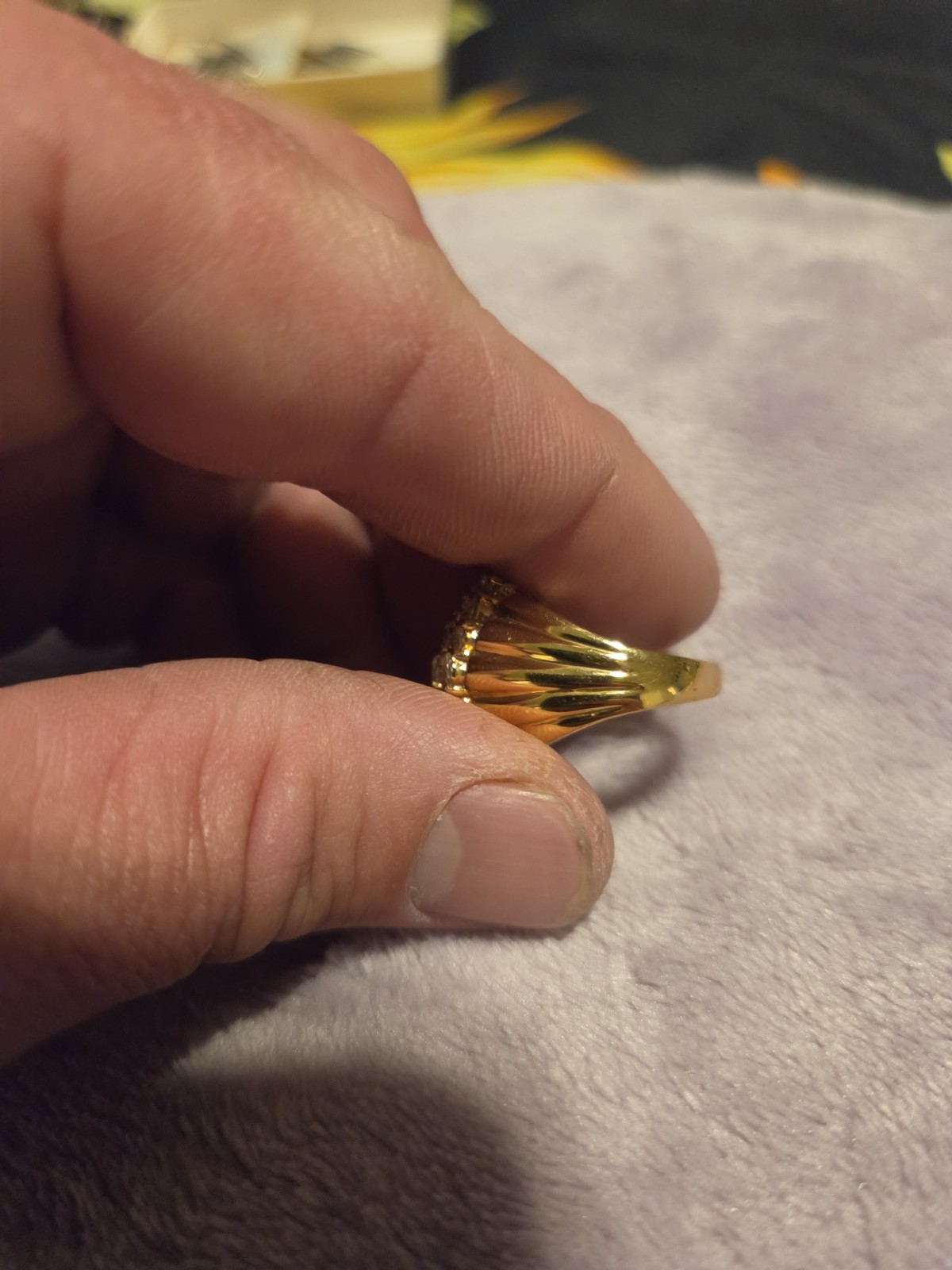 Beautiful Gold Plated Over 925 Sterling Cubic Zirconia Cluster Ring Size 7