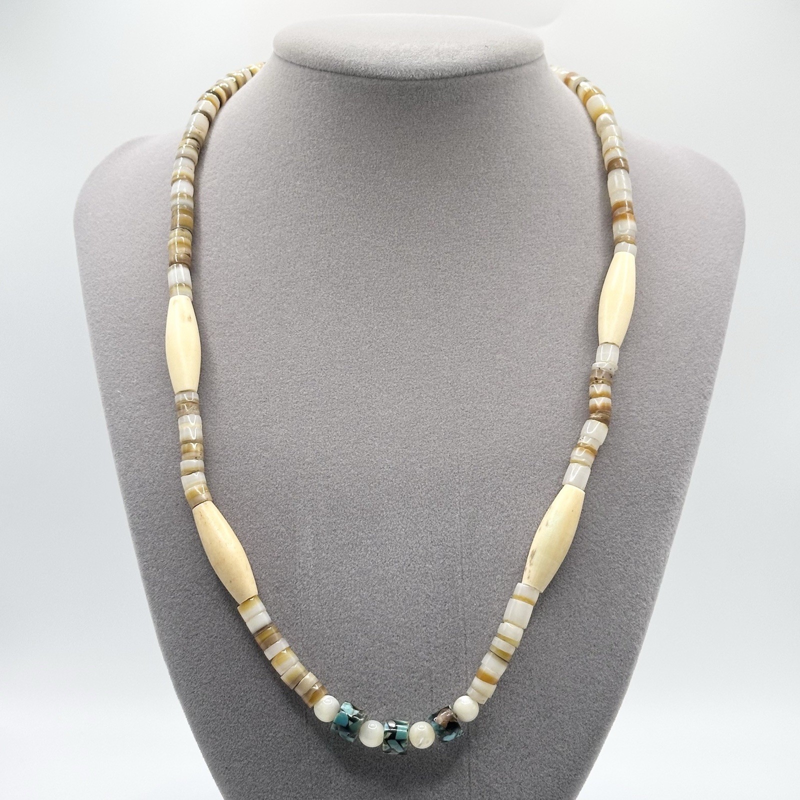 Vintage Heishi Shell Bead Necklace Mother Of Pearl Southwestern Boho Beach 20”