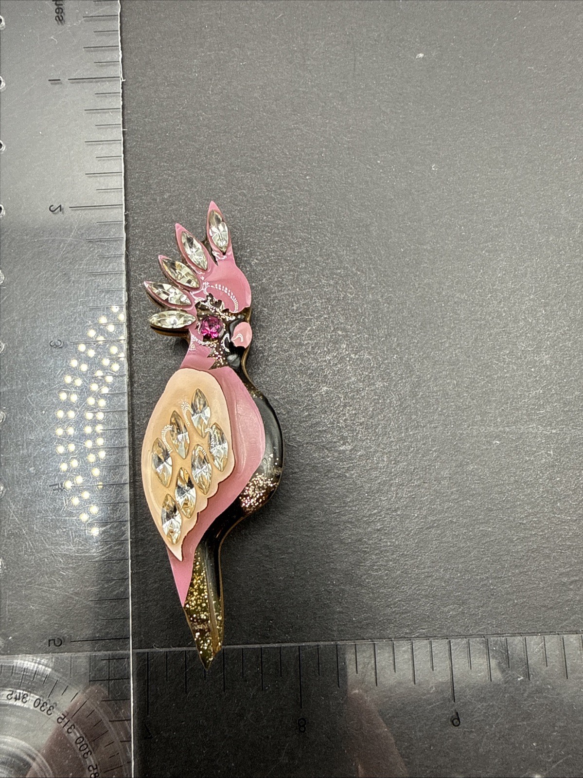 Lucinda Parrot Pin – Rhinestone Purple Black Sparkle Bird