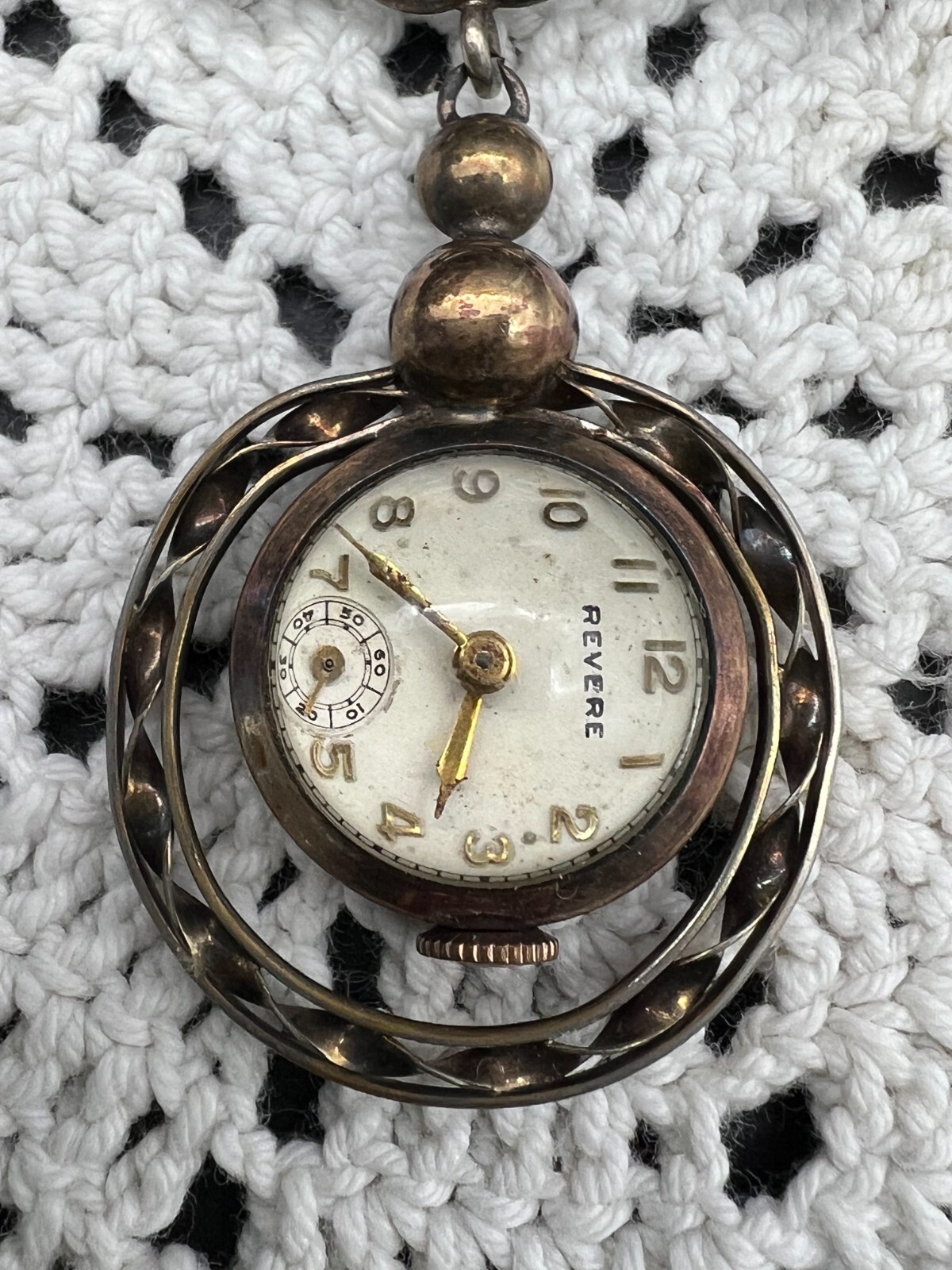 Revere Ladies Lapel Pendant Brooch Bubble Glass Watch-Works