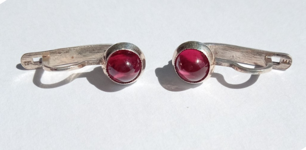 Vintage Earrings Red stones Sterling Silver 925 Star ussr times Women’s Jewelry