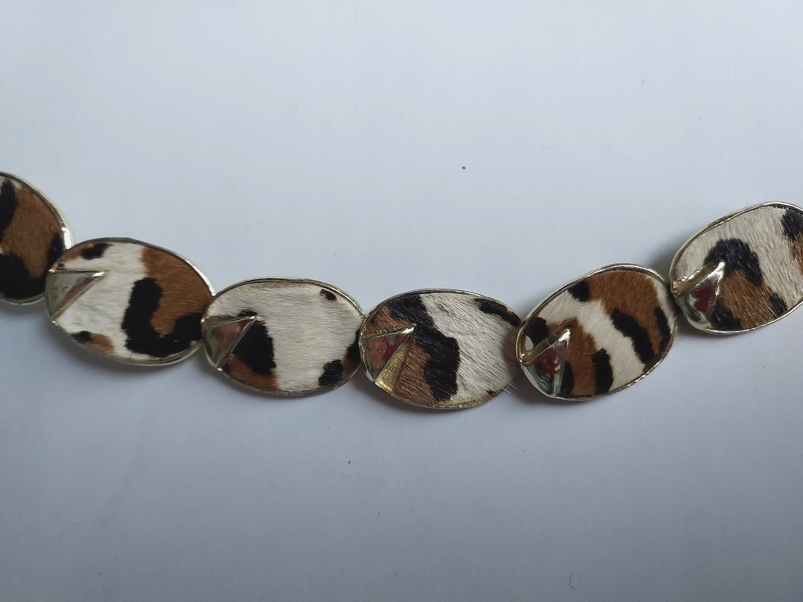 Vintage Faux Fur Bracelet Cheetah Leopard Animal Print 1970’s Retro Six Link