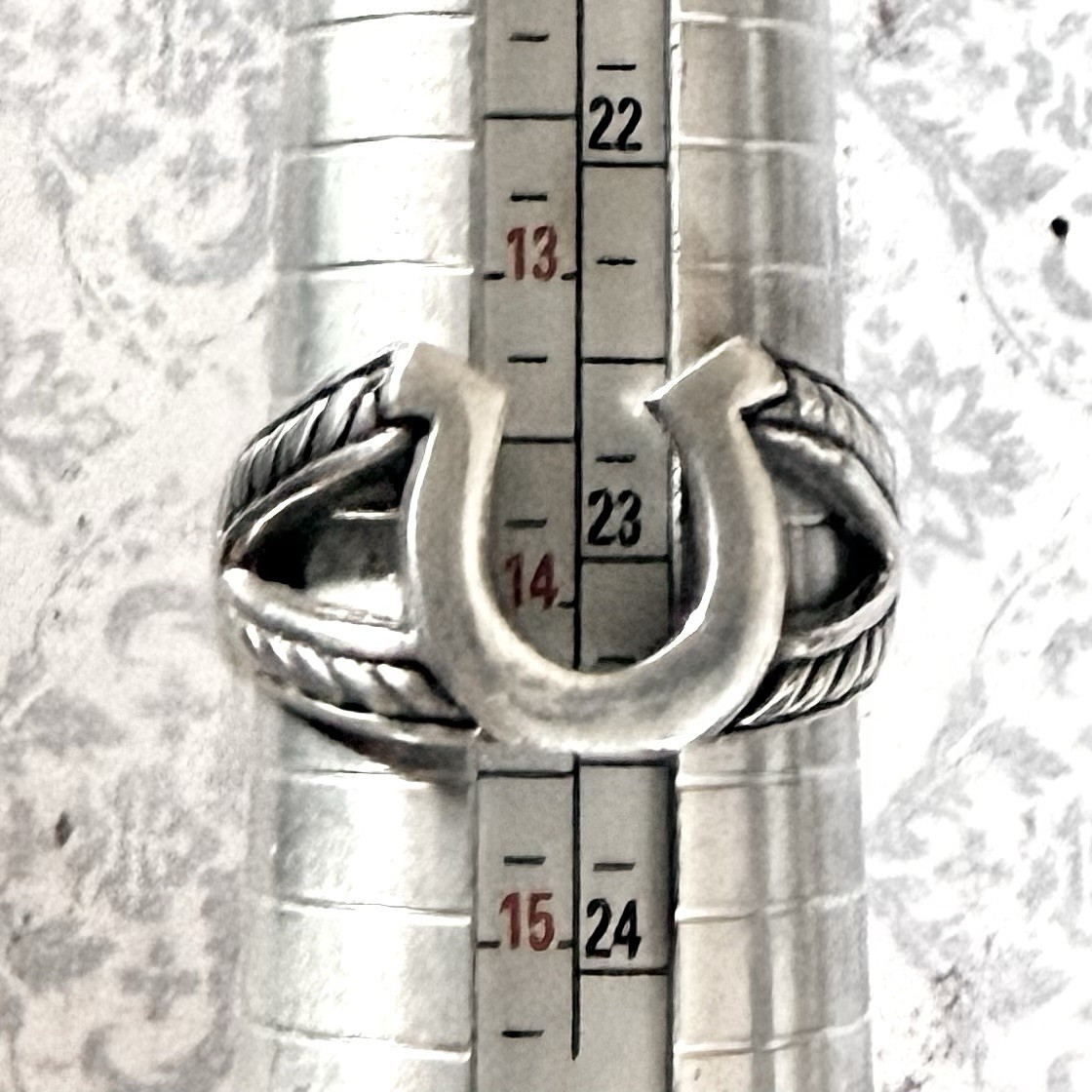 Horseshoe Ring Size 14 Sterling Silver Braided Western Rope Country Mens Gift