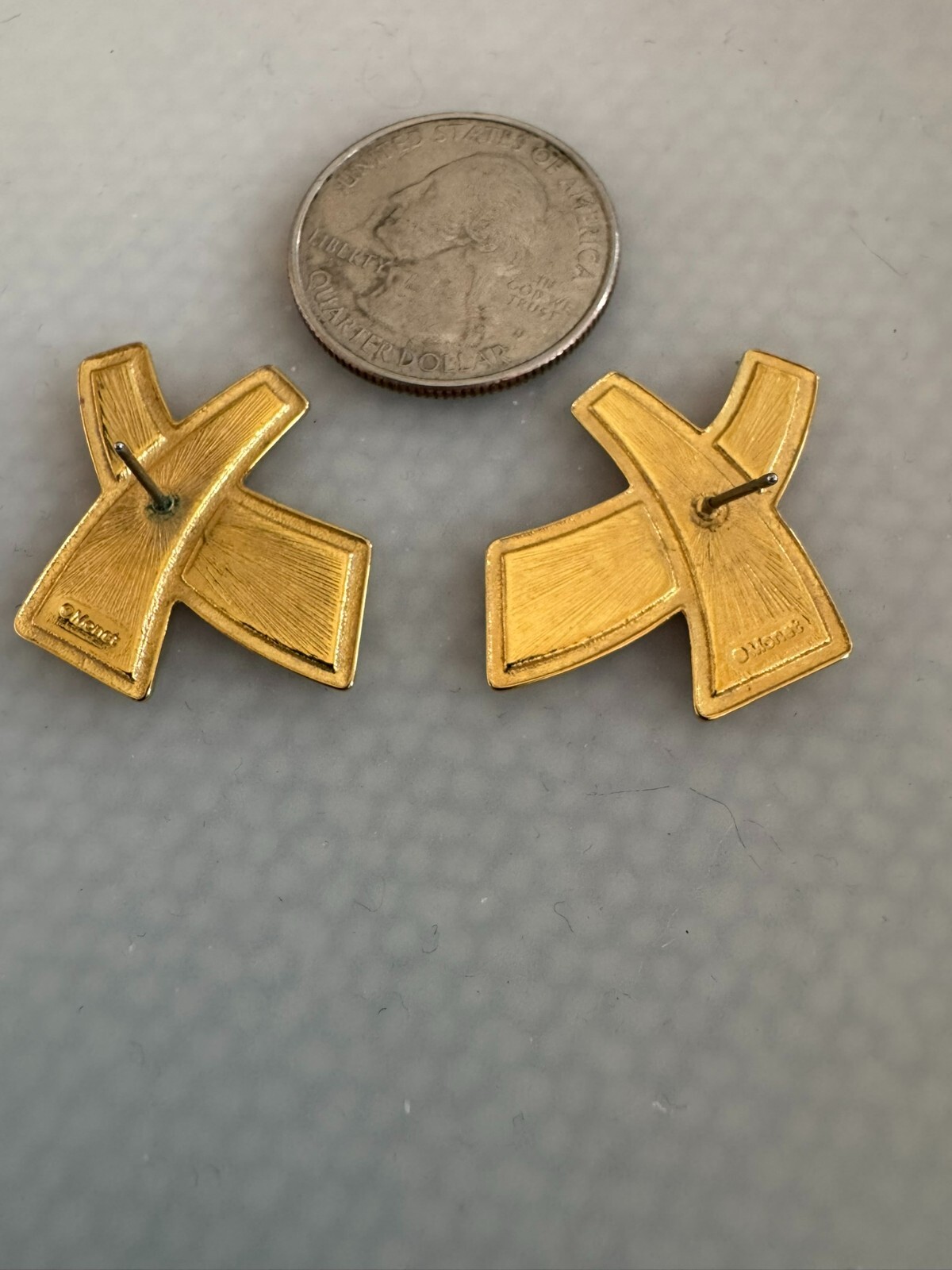 Gorgeous Monet Red Enamel X Pierced Earrings 1980s 1990s