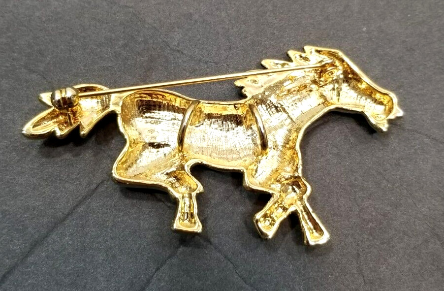 Vintage Silver and Gold Tone Running Horse Brooch Pin Pendant