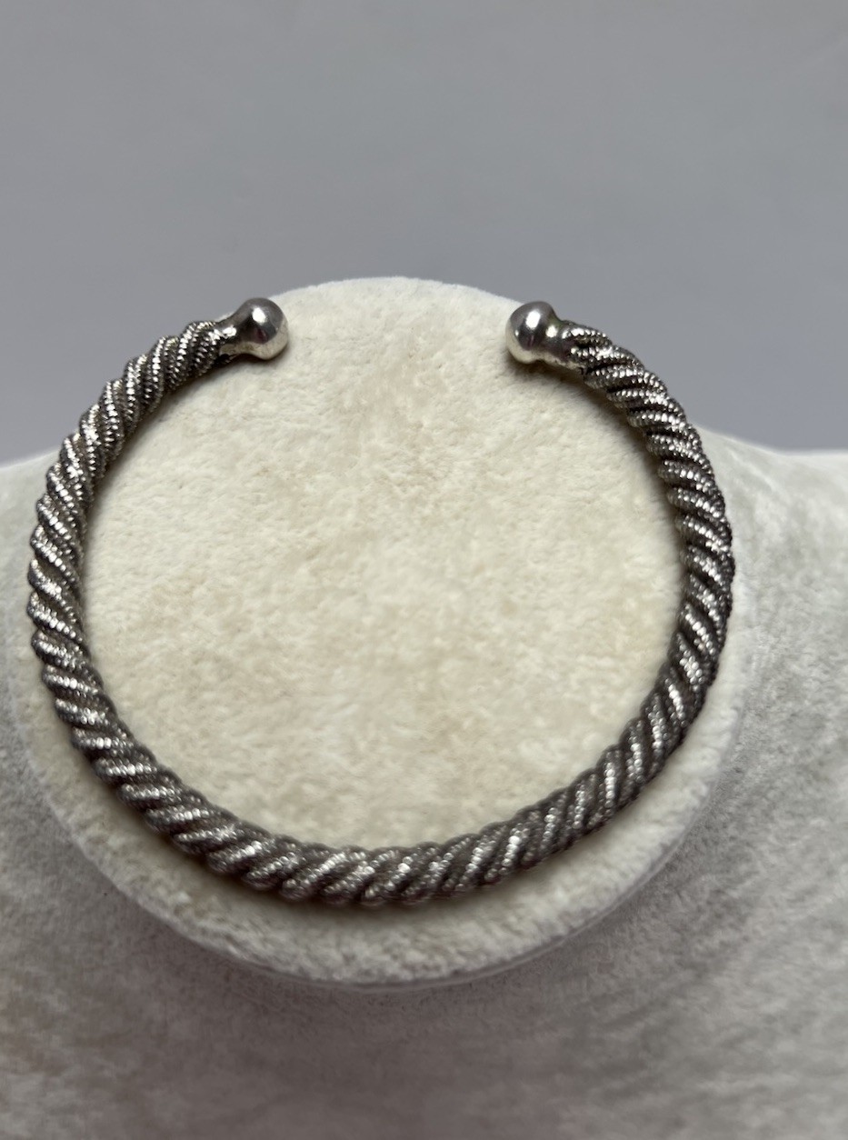 Vintage Twisted Rope Sterling Silver Cuff 2.25” Small