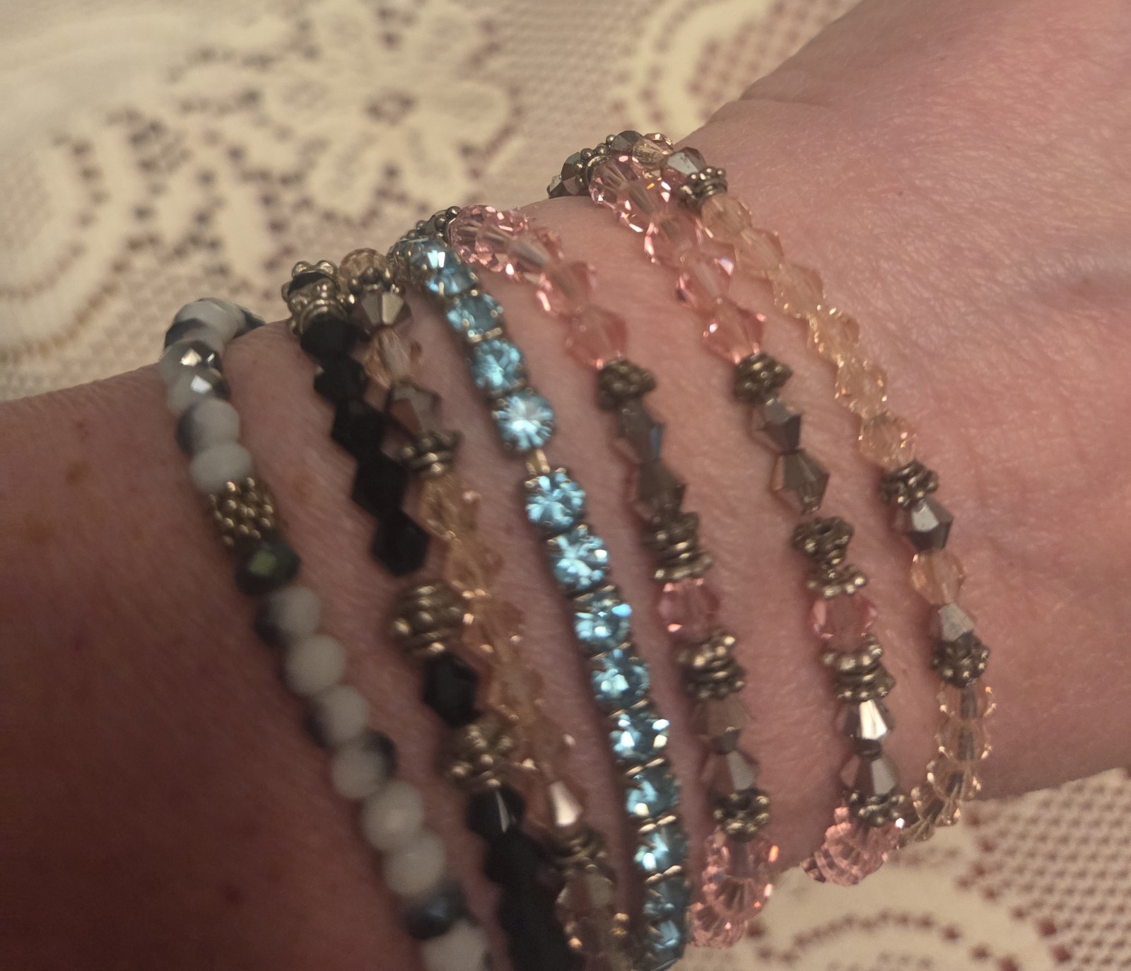 28 Vintage to Now~Costume Jewelry BRACELETS Rhinestone Bead Stretch LOT
