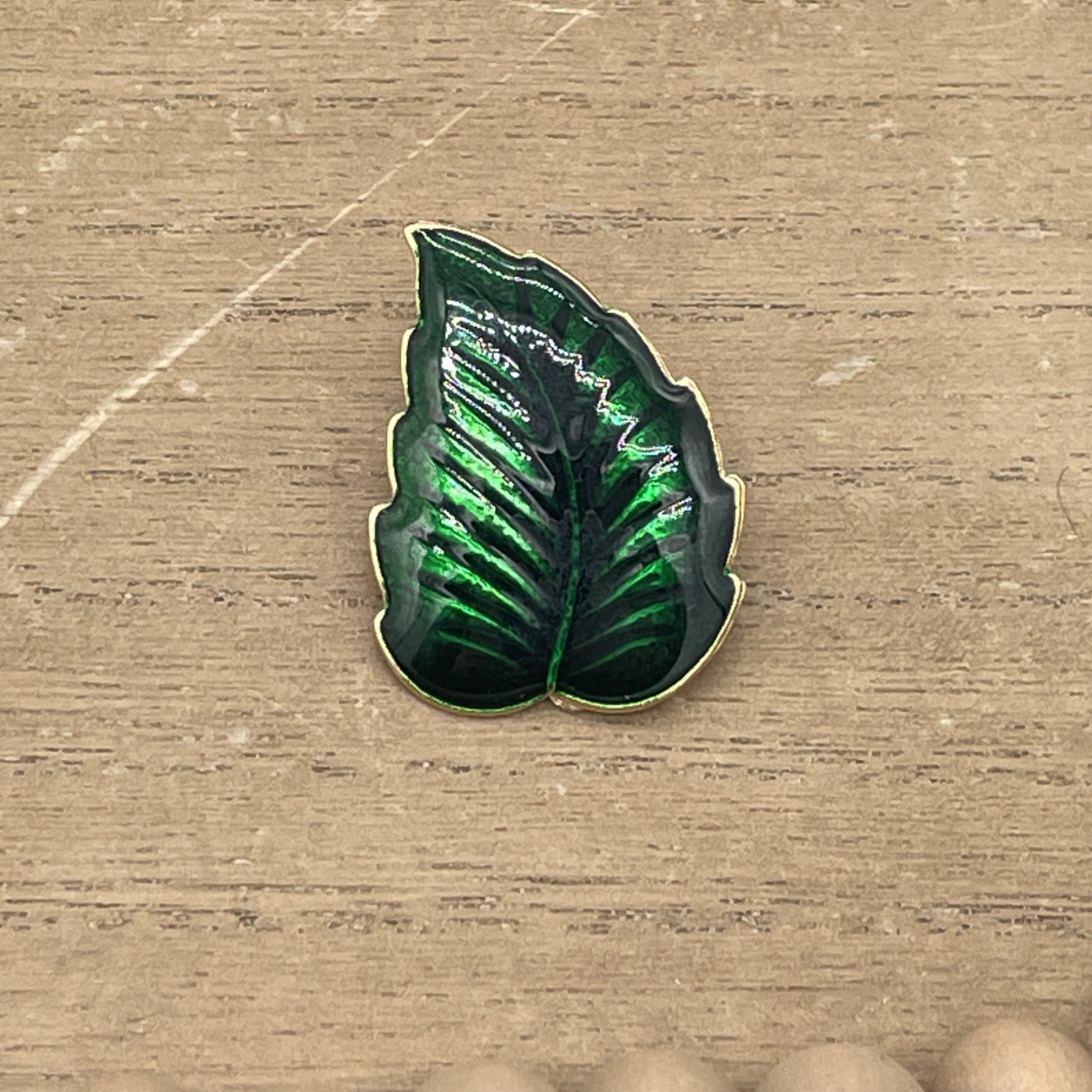 Vintage Dark Green Leaf Shaped Earrings With Clip-On Closure & Gold Colored Back