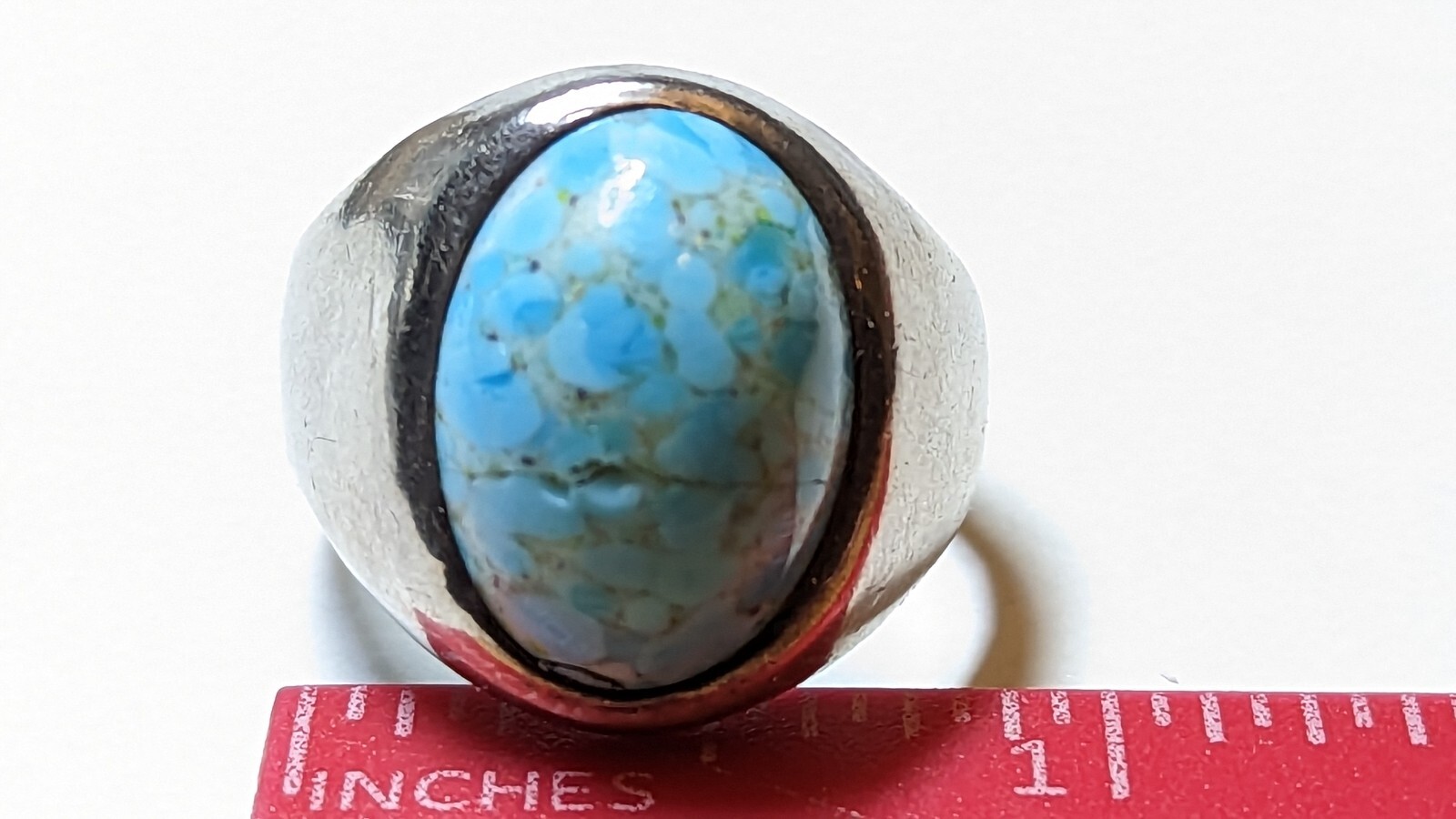 VINTAGE BLUE STONE STERLING SILVER RING SIZE 11 SIGNED RCD 925 MEX