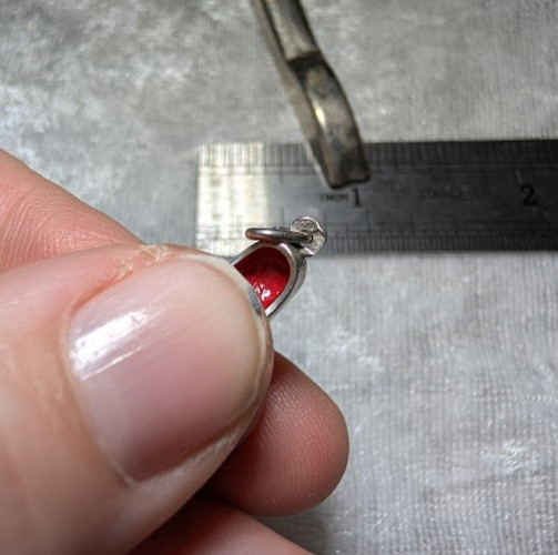 Vintage enamel and silver shoe charm coin silver stamped A900 1.53 gram