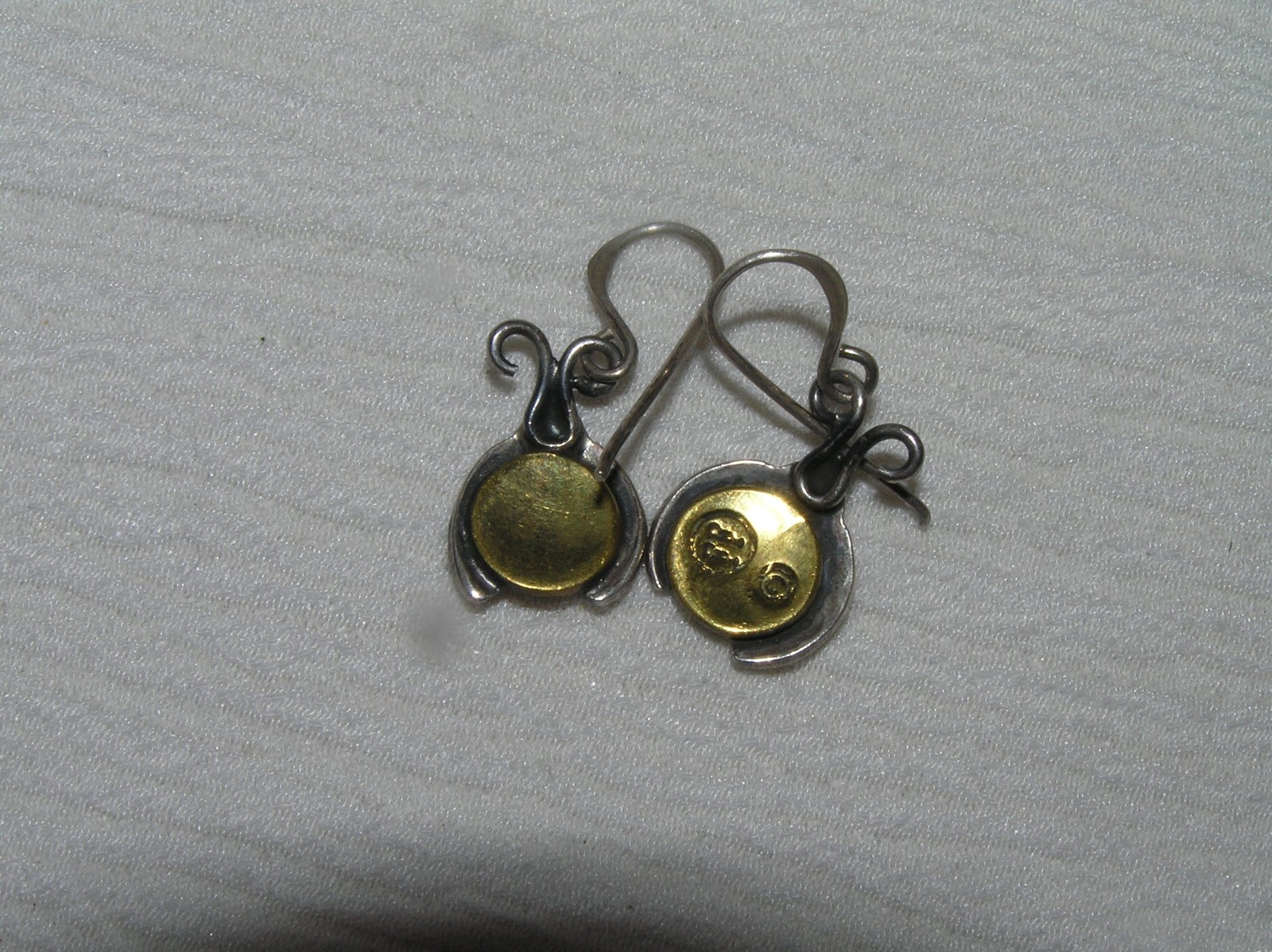 Estate Small Hallmarked Silver & Goldtone Ladybug Insect Dangle Earrings for