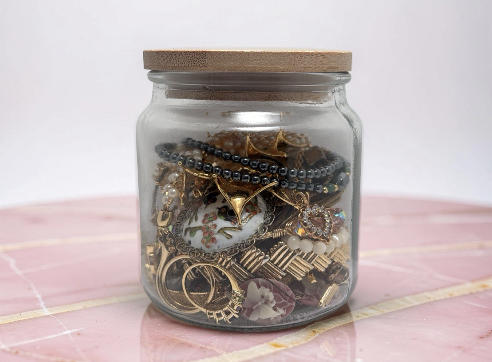 Mystery 27 pieces Jewelry Jar Vintage -Modern Gold Costume Napier Monet Avon