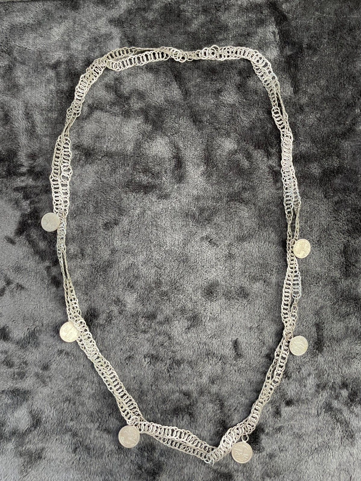 Vintage Silver Guatemala Coin Chachal Necklace 56 Grams 1920s